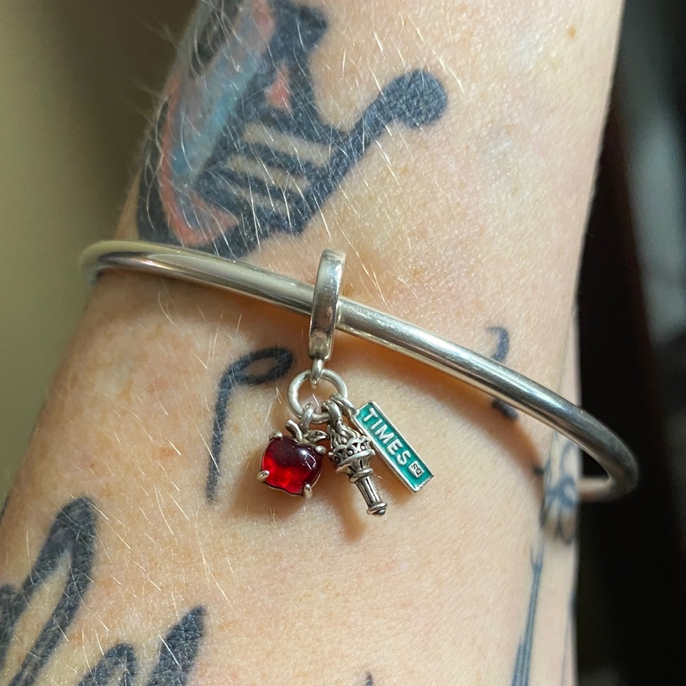 Silver Charm for Bracelet with Red and Silver Accents